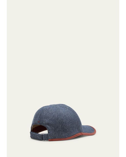Loro Piana Blue Denim And Leather My Baseball Hat for men