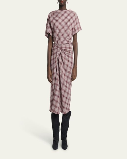 Isabel Marant Pink Nicole Plaid Midi Skirt