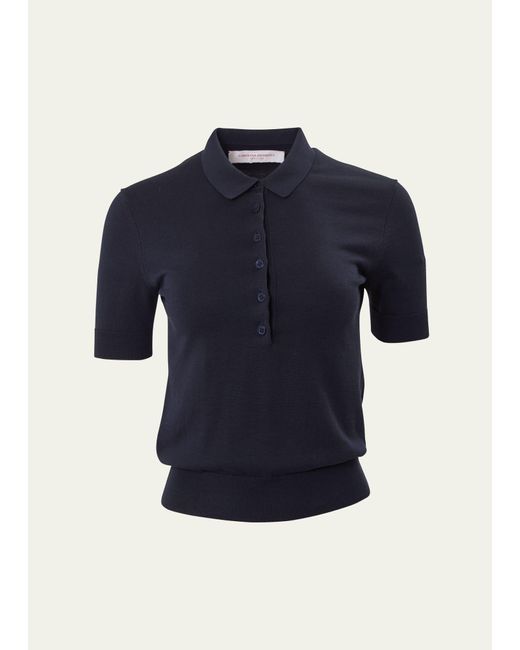 Carolina Herrera Blue Short-sleeve Knit Polo Shirt