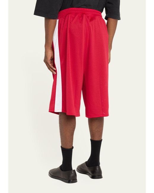 Willy Chavarria Red Mesh Basketball Shorts for men