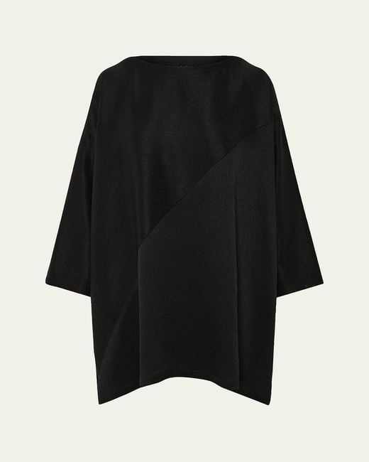 Eskandar Women's Black Handkerchief Silk Plisse Tunic