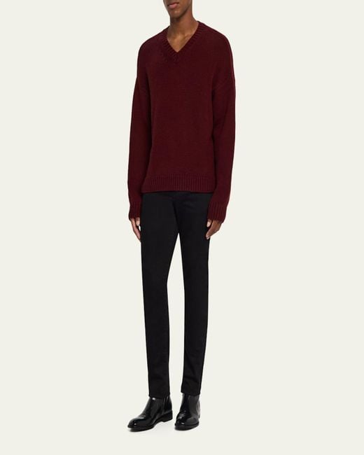 FRAME Red Wool And Cashmere Knit V-Neck Sweater for men