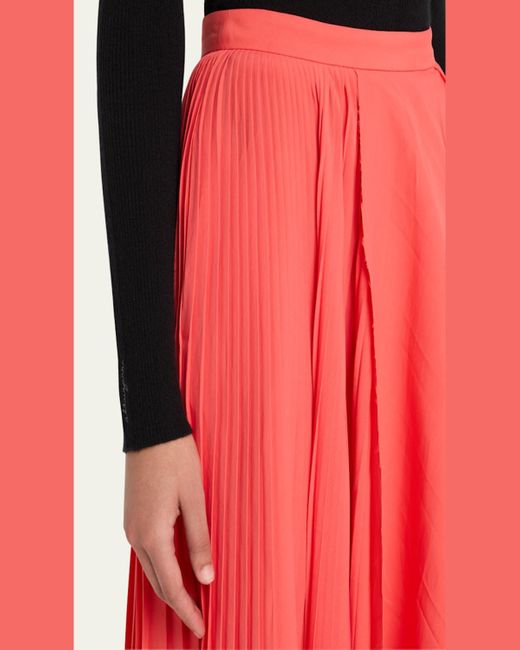 Alexander McQueen Red Pleated Asymmetric Draped Midi Skirt