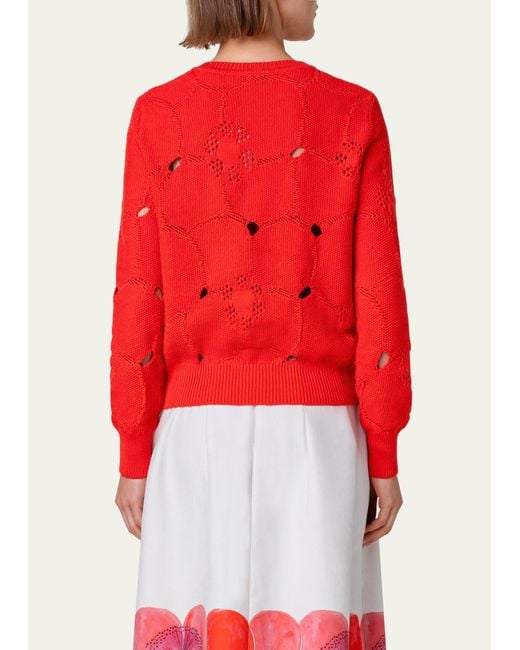 Akris Red Anemones Jacquard Knit Pullover