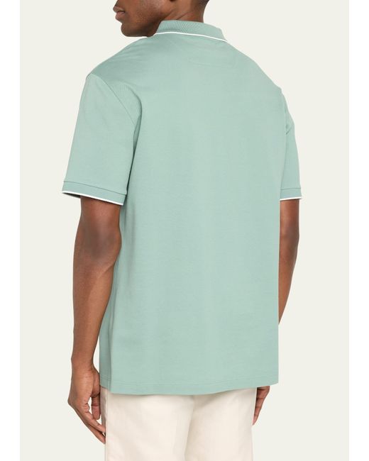 Giorgio Armani Green Tipped Polo Shirt for men