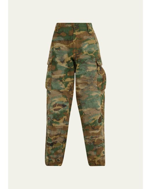 Givenchy Green Distressed Camo Cargo Pants for men