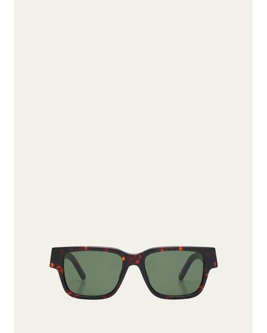Palm Angels Green Newport Acetate Rectangle Sunglasses