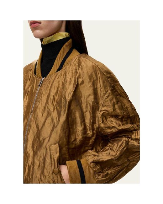 Loewe Brown Satin Oversized Bomber Jacket