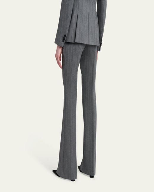 Alexander McQueen Gray Low-Rise Herringbone Striped Flare Trousers
