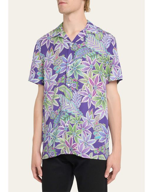 Ralph Lauren Purple Label Multicolor Archer Floral Silk Camp Shirt for men