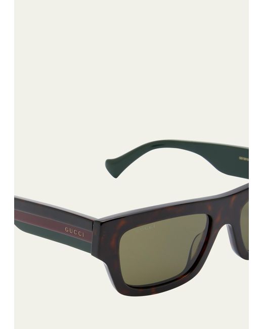Gucci Multicolor Rectangle Acetate Sunglasses With Logo for men