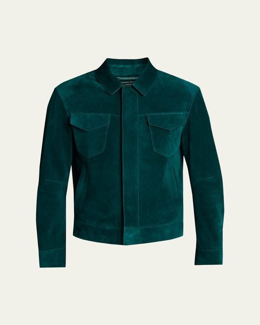 Tom Ford Green Suede Snap-Front Western Jacket for men
