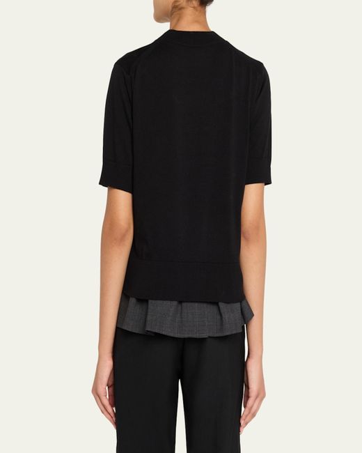 Sacai Black Glen Check Layered Short-Sleeve Sweater