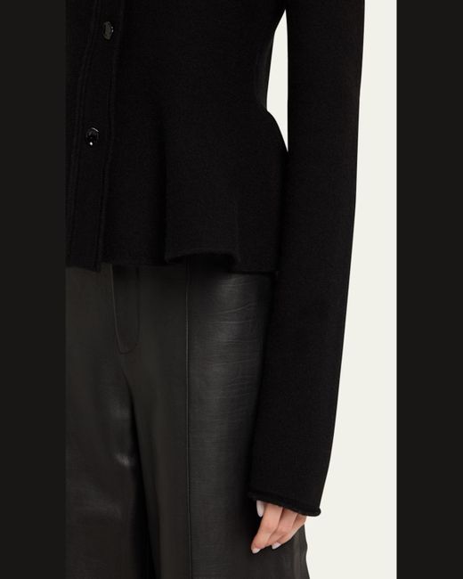 Jason Wu Black Boiled Wool Peplum Cardigan