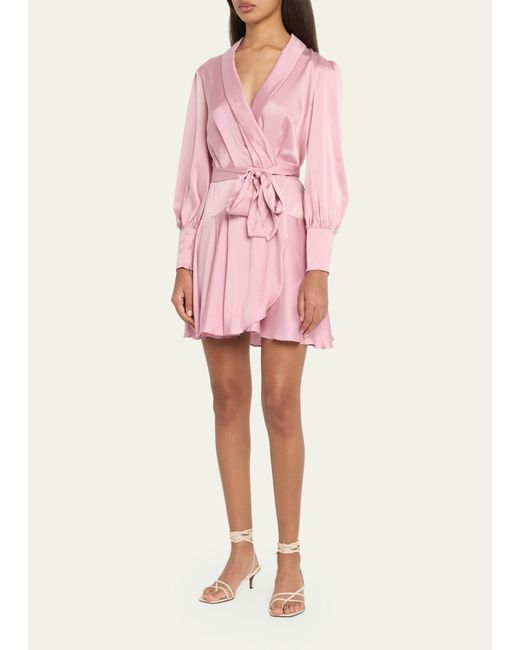 Zimmermann Pink Silk Wrap Mini Dress