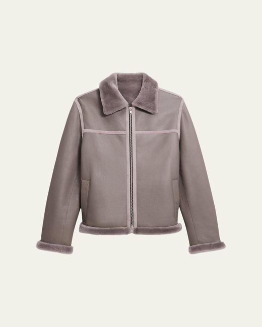 Theory Multicolor A-Line Shearling Jacket