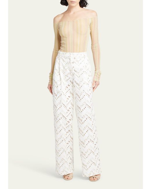 Missoni Natural Space-dyed Broderie Anglaise Poplin Trousers