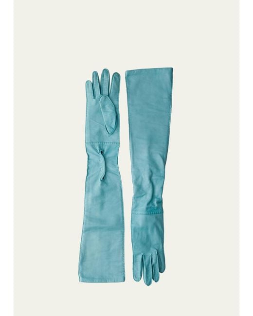 Prada Blue Long Nappa Leather Gloves