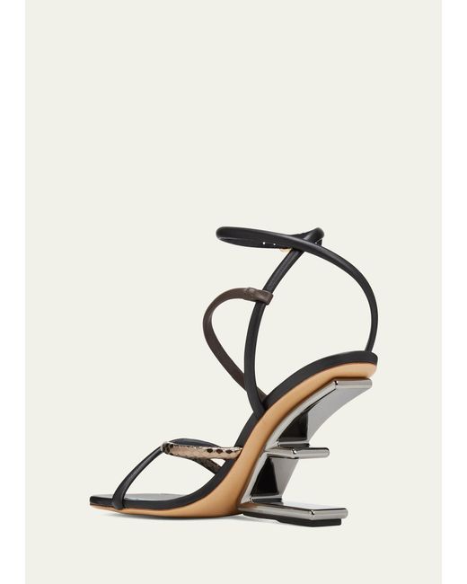 Fendi White Colorblock Strappy Napa Architectural-heel Sandals