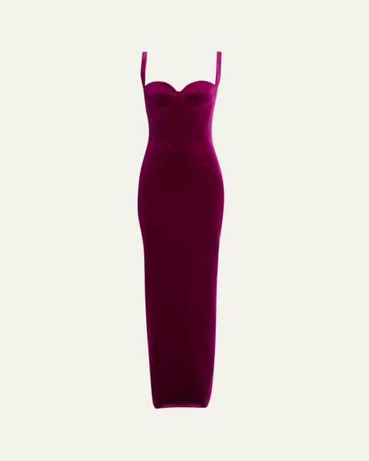 Balenciaga Red Velvet Backless Column Gown