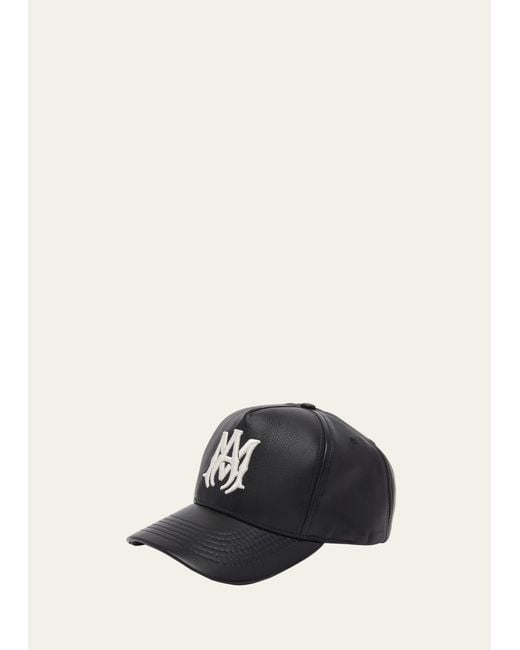 Amiri Black Leather Ma Baseball Hat for men