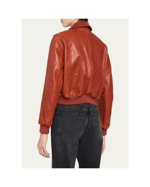 FRAME Red The Ace Leather Jacket