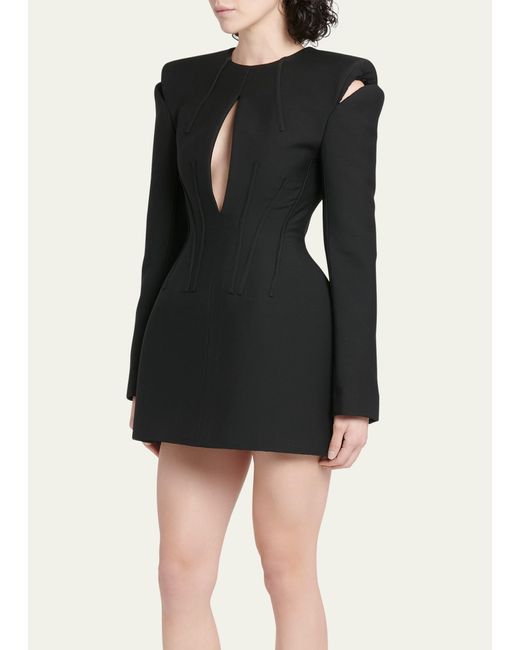 Alexander McQueen Black Slashed Cutout Mini Dress