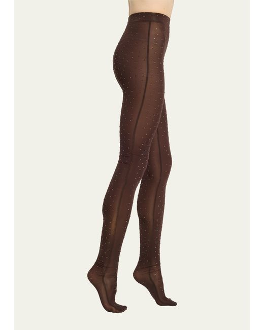 Alex Perry Brown Crystal Jersey Stockings