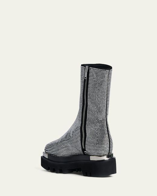 Peter Do Gray Crystal Stud Zip Combat Boots