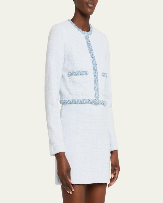 LoveShackFancy Blue Azula Tweed Jacket