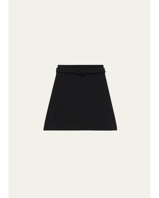 Theory Black Tailored Crepe A-line Mini Skirt