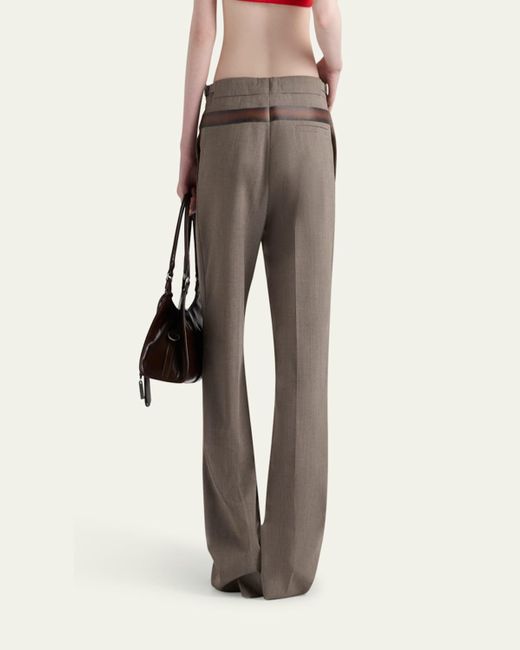 Prada Brown Inset Belt Wool Pants