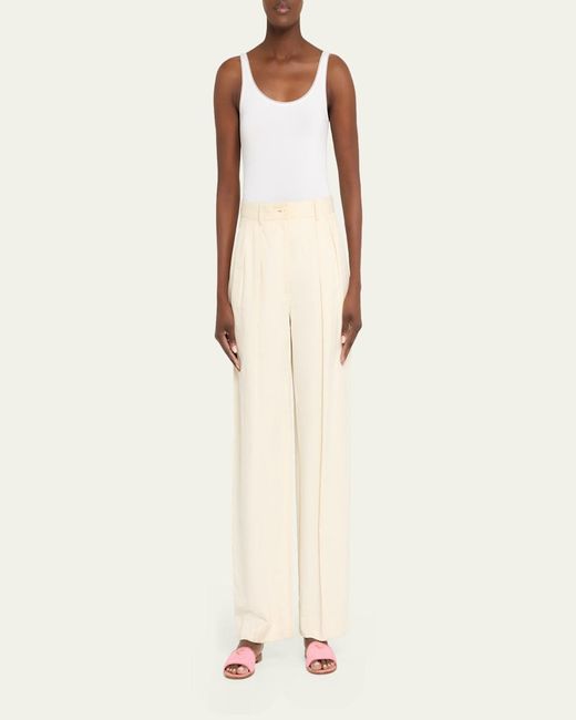 Prada Natural Triangle Logo Raffia Flat Slide Sandals