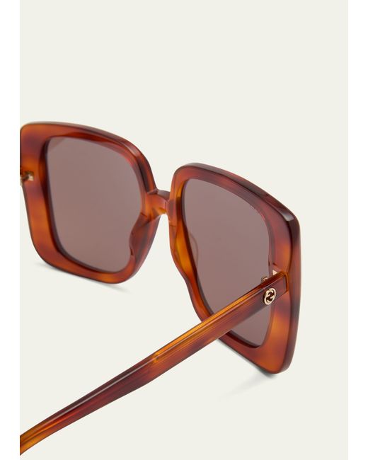 Gucci Pink Oversized Square Havana Acetate Sunglasses