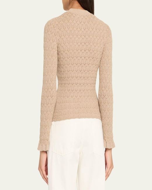 Sea Natural Ruby Crewneck Pointelle Knit Sweater