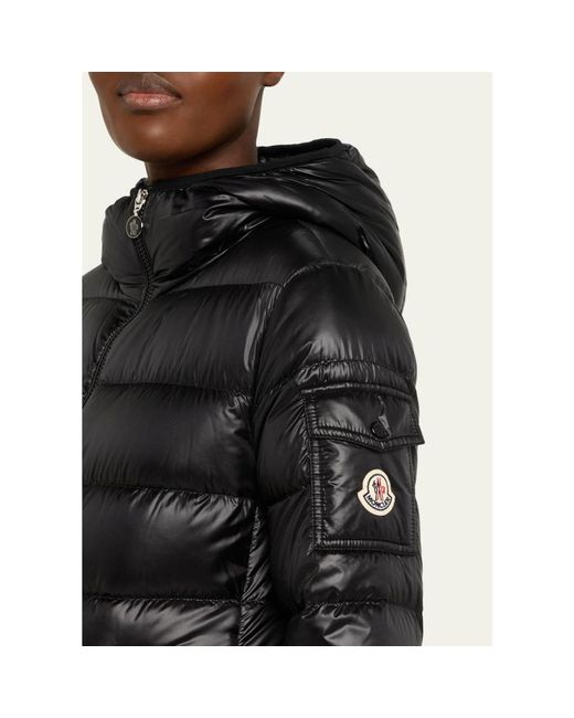Moncler Black Glements Hooded Mid-Length Down Jacket