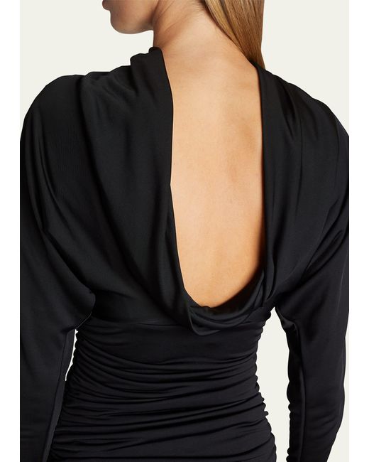 Saint Laurent Black Ruched Body-con Mini Dress
