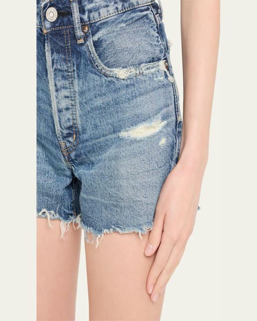 Moussy Blue Manhasset Distressed Denim Shorts