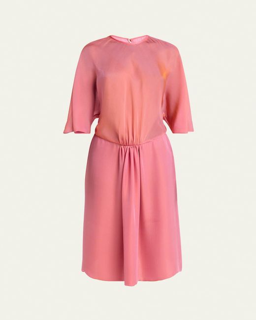 Giorgio Armani Pink Iridescent Chiffon 3/4-Sleeve Midi Dress