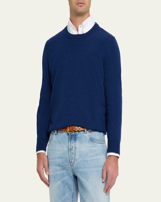 Brunello Cucinelli Orange Cashmere Crewneck Sweater for men