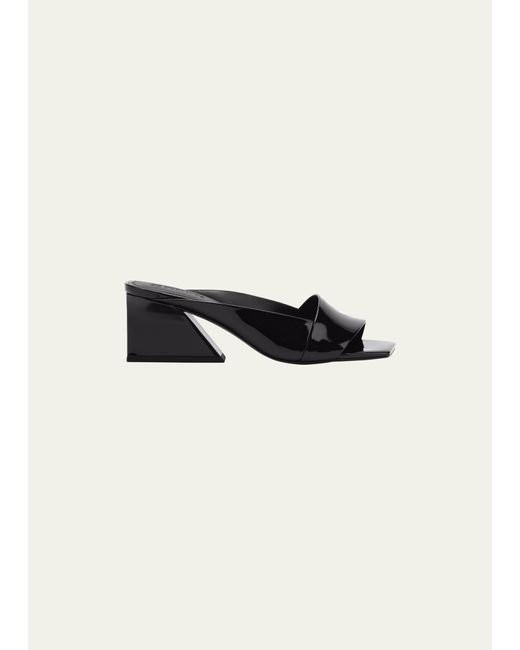 MERCEDES CASTILLO Maise Patent Block-heel Mule Sandals in Black | Lyst