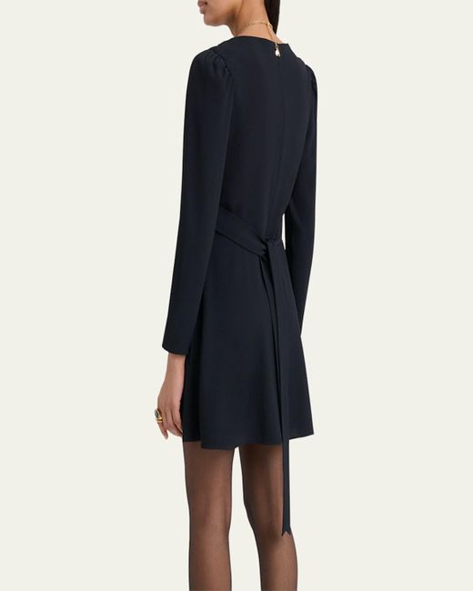 Chloé Blue Button-Front Long-Sleeve Mini Dress