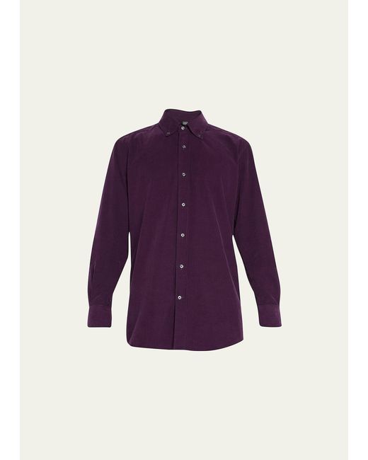 Bergdorf Goodman Purple Micro-corduroy Sport Shirt for men