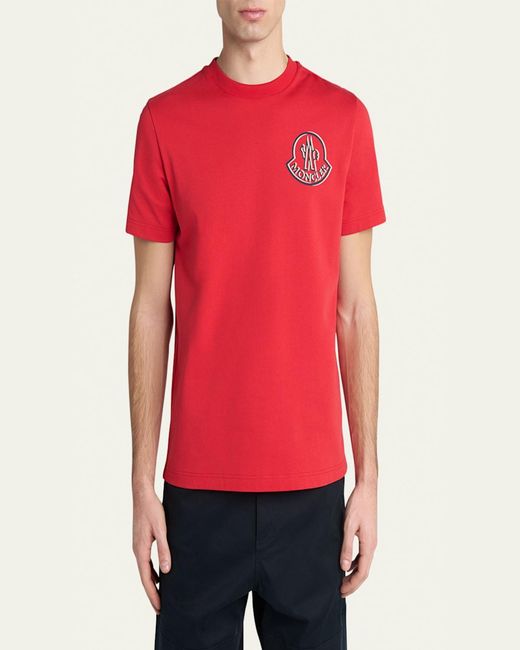 Moncler Red Chest Logo Graphic T-Shirt for men