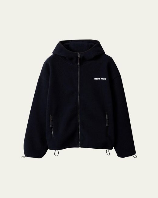 Miu Miu Blue Hooded Fleece Jacket