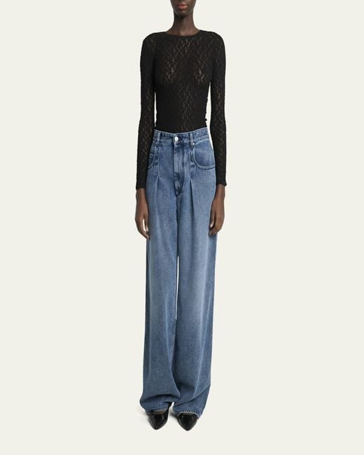 Isabel Marant Black Gaelle Floral Stretch Lace Top