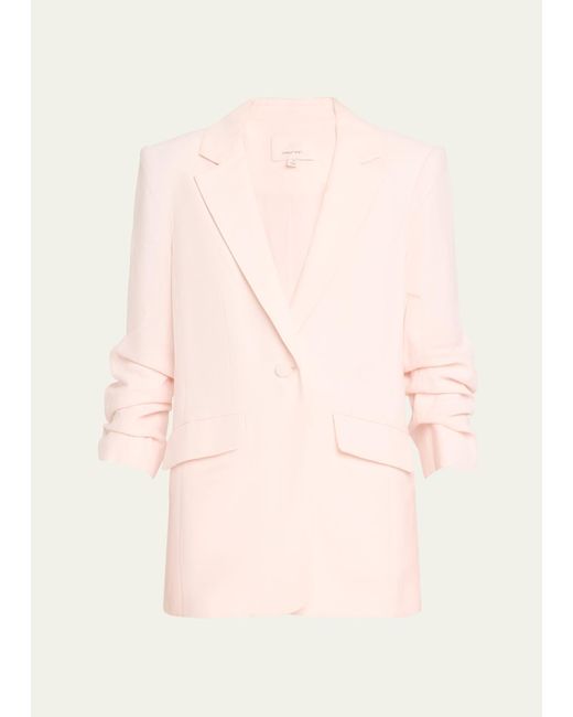 Cinq À Sept Pink Kylie 3/4-sleeve Linen Cotton Blazer