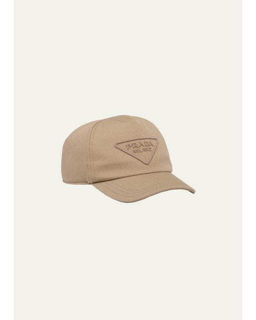 Prada Tonal Triangle Logo Baseball Hat in Natural for Men Lyst