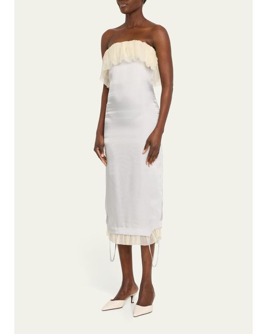 Off-White c/o Virgil Abloh White Strapless Fluid Upside-down Midi Dress