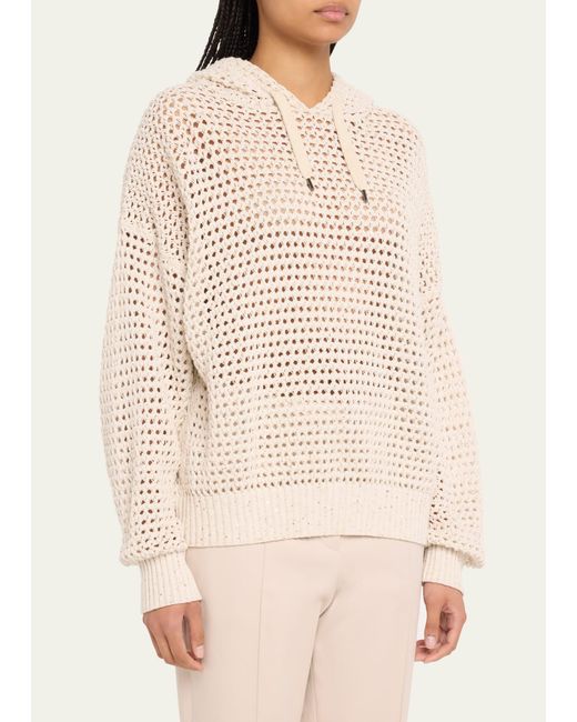 Brunello Cucinelli Multicolor Open-knit Hoodie Sweater